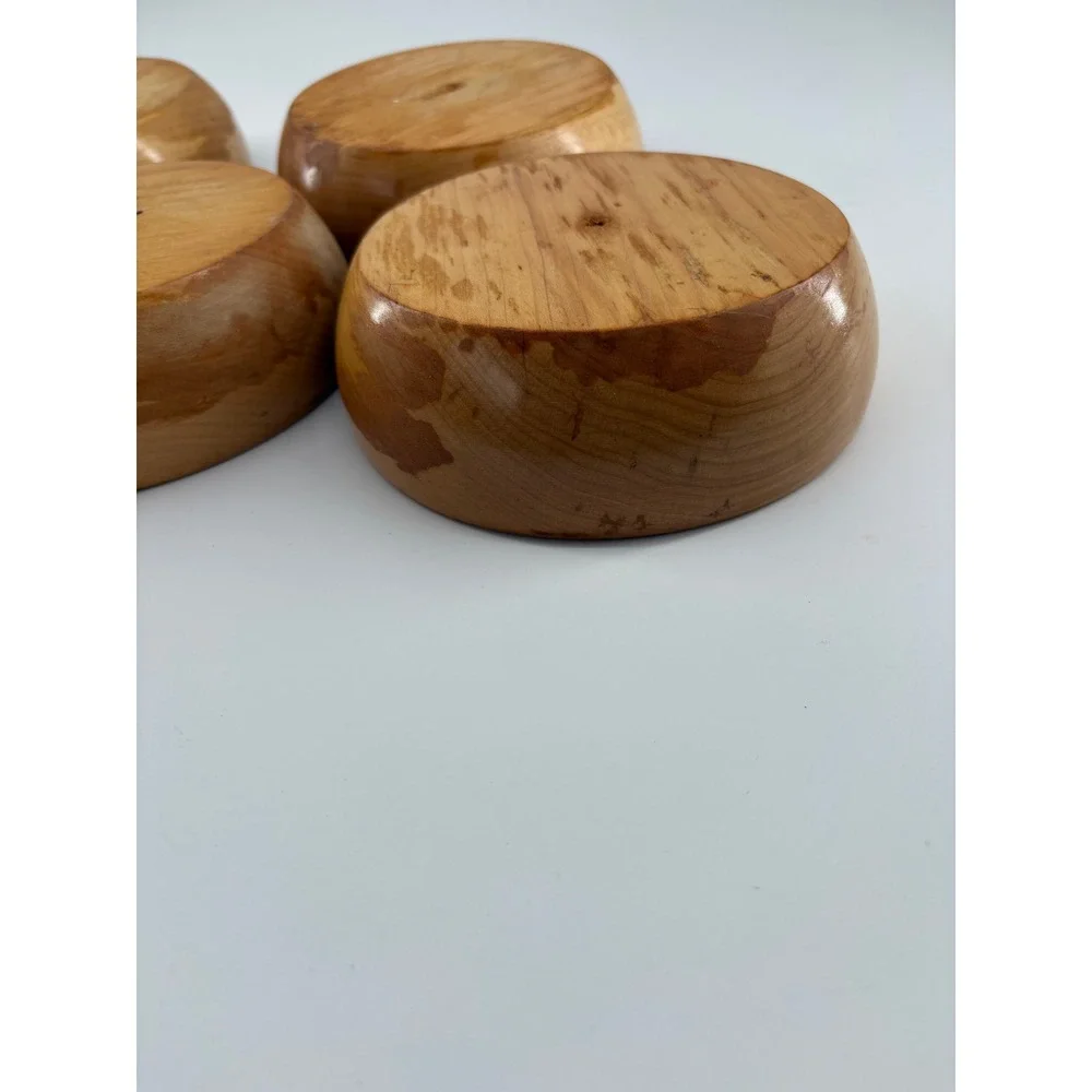 Vintage Hand Painted Wooden Bowls Set of 5 Red Apple Artisan Americana 5 Inch
